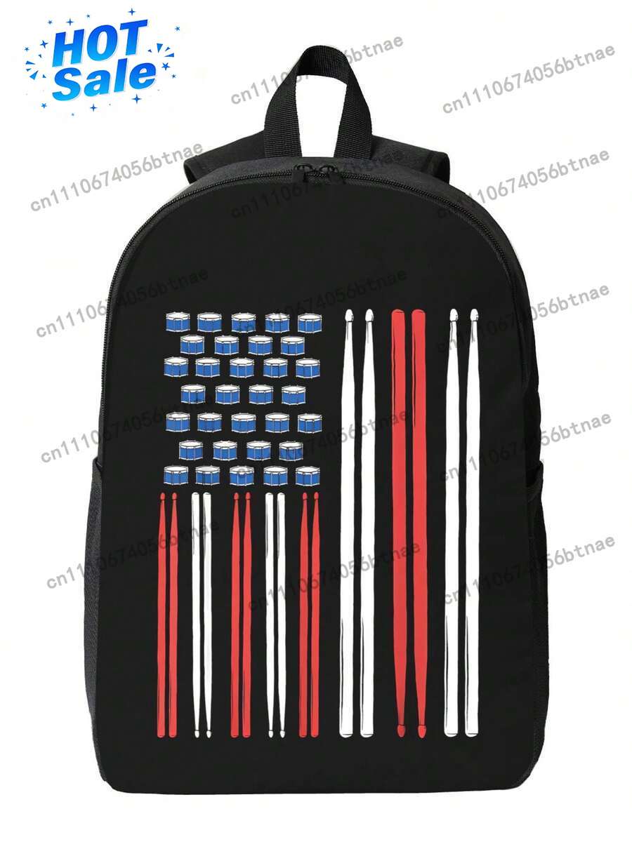 School Backpack Teen - Davul Çubukları ABD Amerikan Bayrağı 3